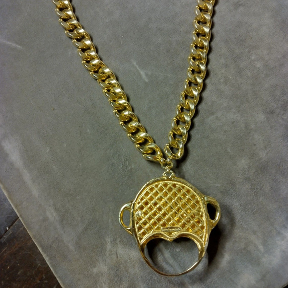 Nettie Rosenstein signed Monkey necklace chunky chain green glass eyes - Picture 6 of 7